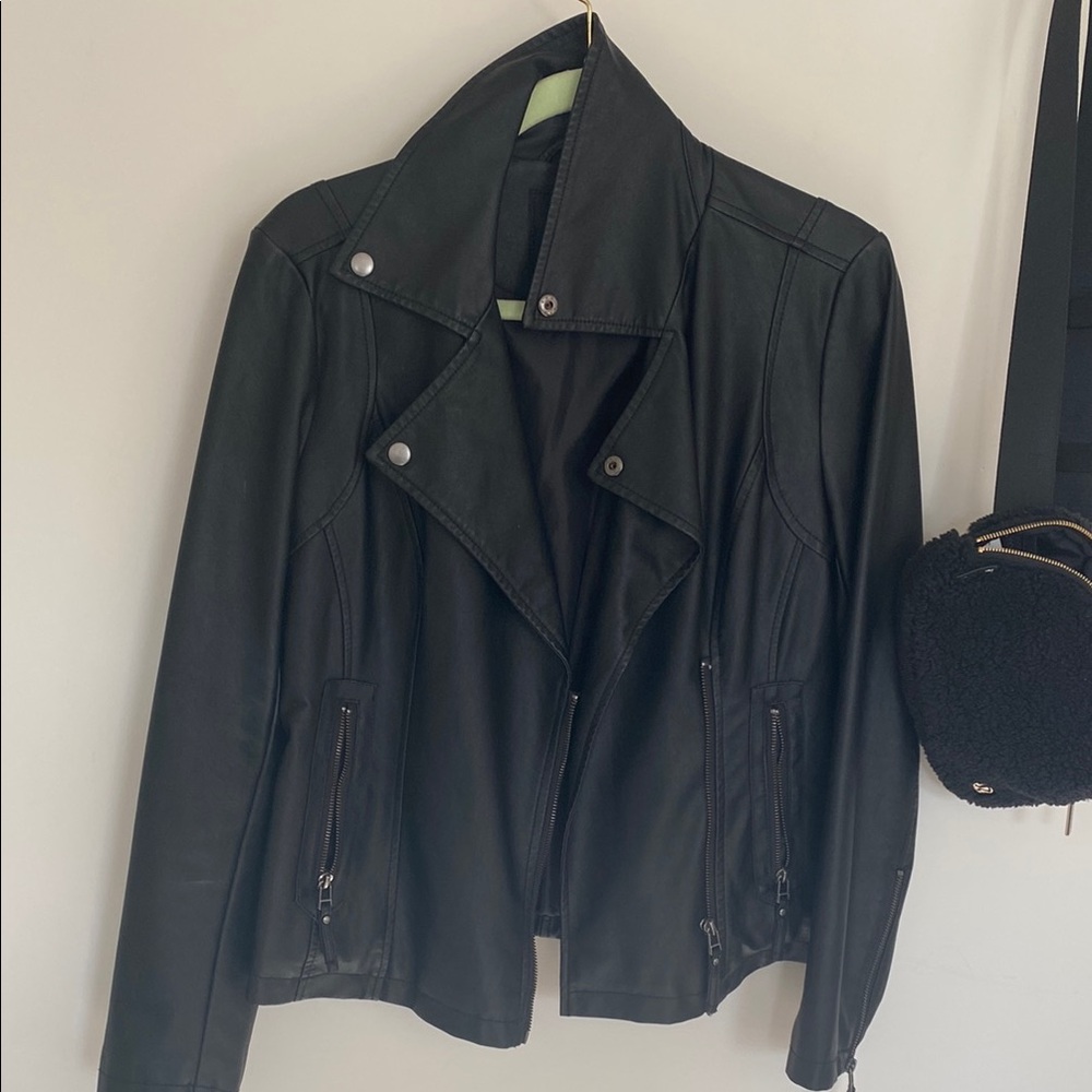Max Studio Black faux Leather moto Jacket
